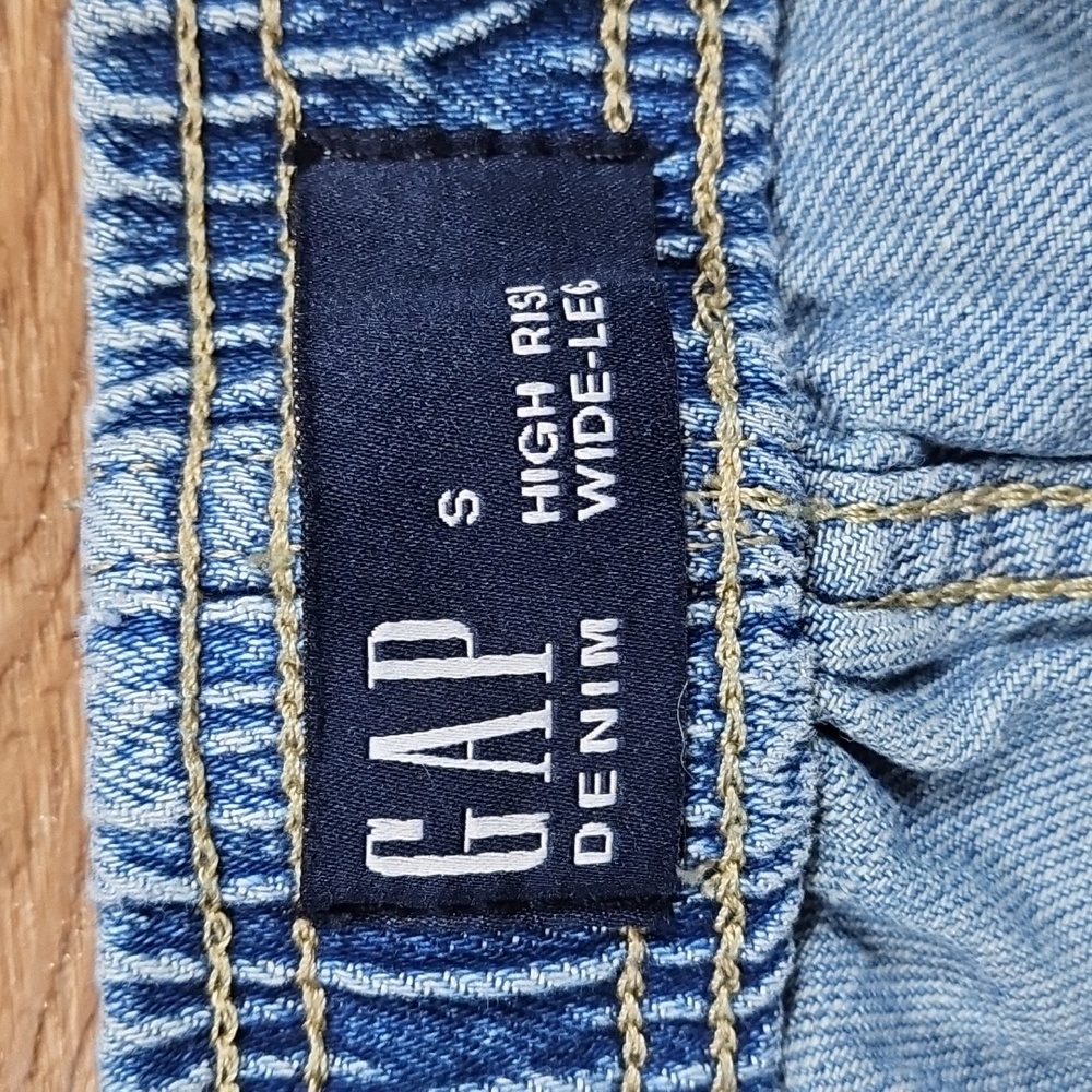 Gap High Rise Wide Leg Elastic Waist Drawstring Pull On Baggy Fit Cargo Jean - Picture 9 of 16